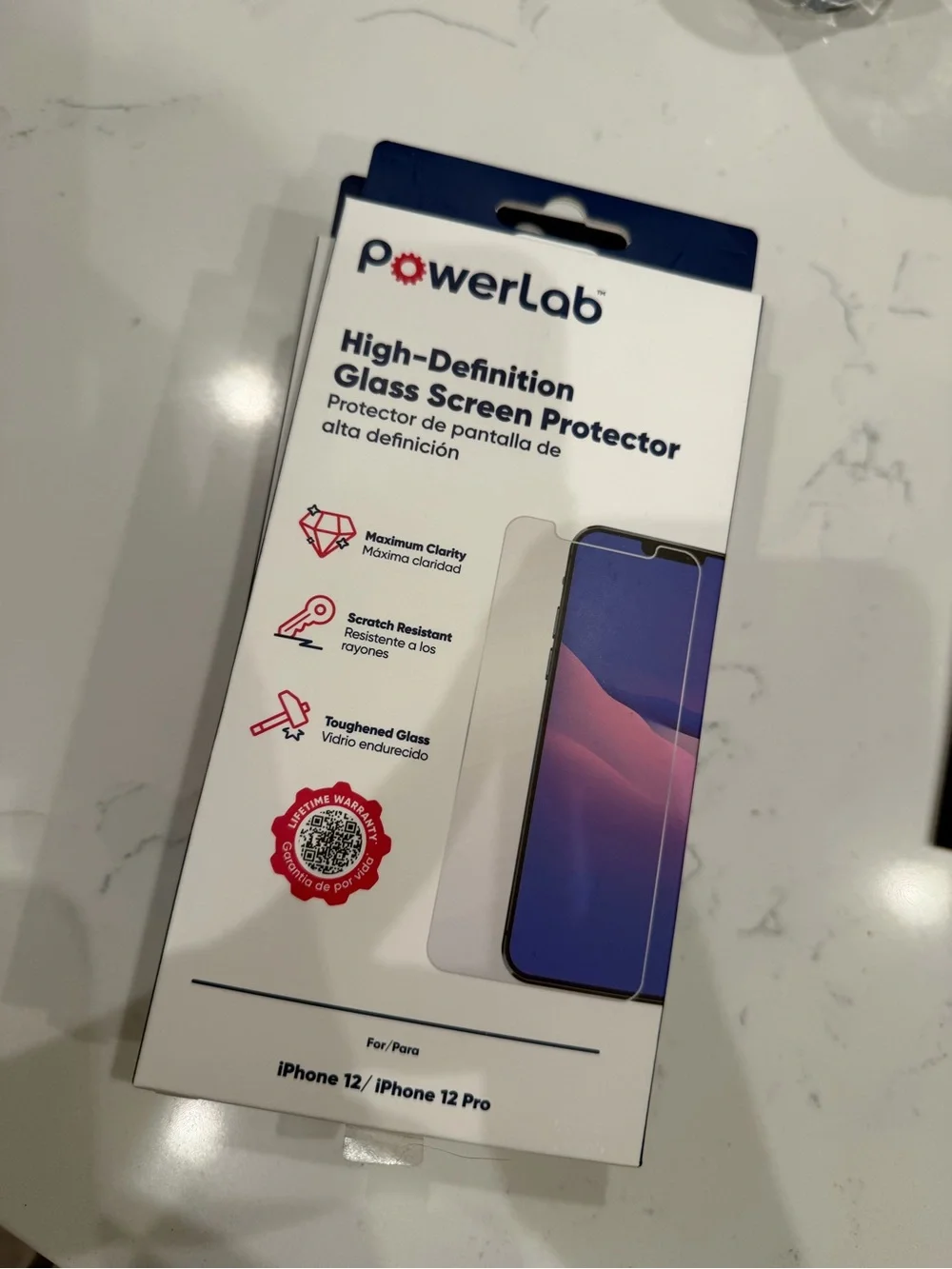High-Definition Glass Screen Protector for iPhone 12 / 12 Pro - White